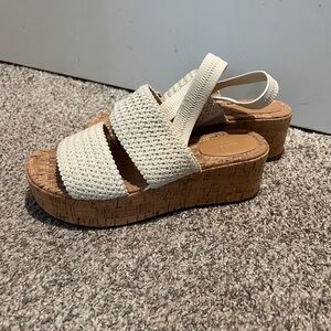 Nordstrom Cream Woven Platform Slingback Sandals
